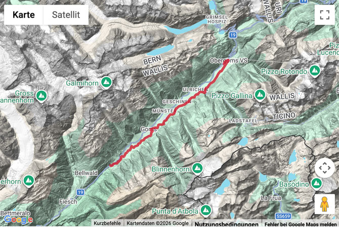 Routenskizze zur Wanderung auf dem Rottenweg