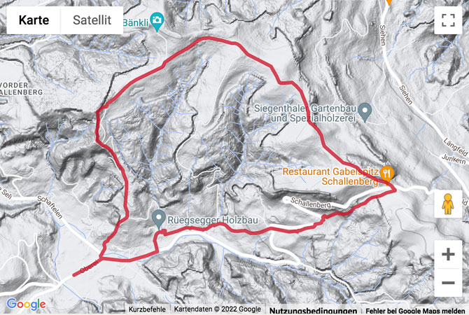 Übersichtskarte Panoramawanderung über den Schallenberg