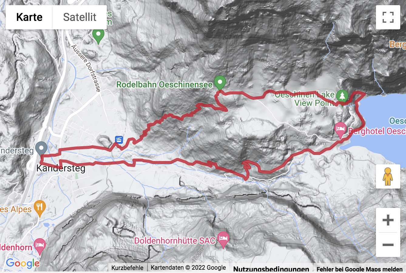 Carte de situation Wanderung von Kandersteg hinauf zum Oeschinensee