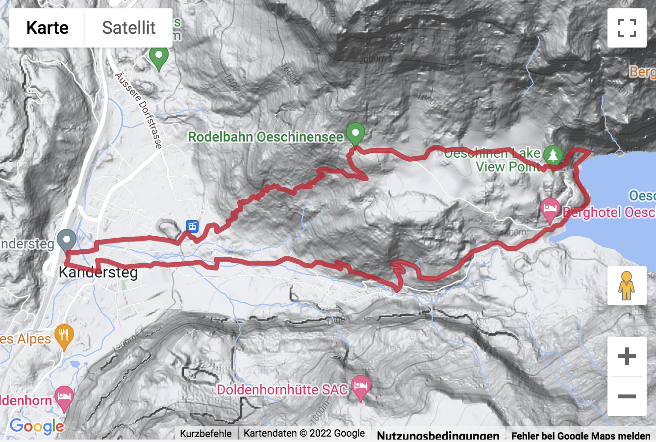 Übersichtskarte Wanderung von Kandersteg hinauf zum Oeschinensee