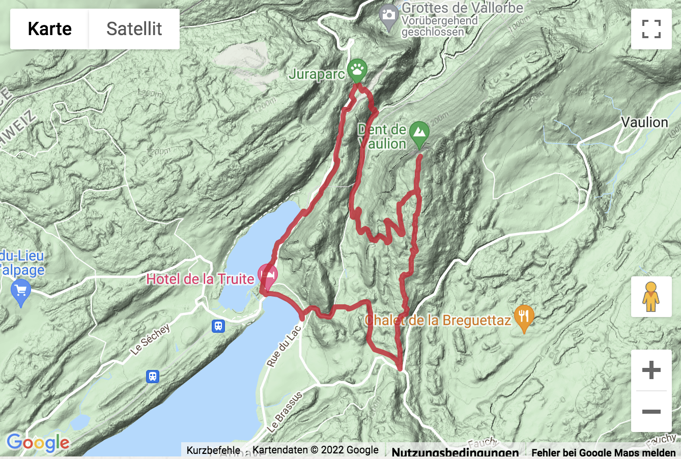 Übersichtskarte Gipfelwanderung von Le Pont zum Dent de Vaulion