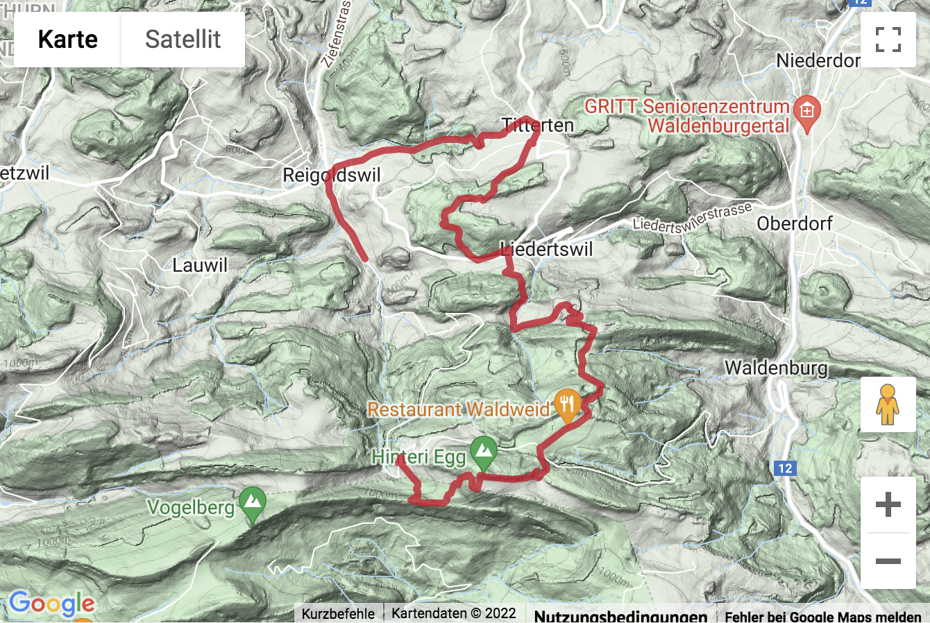 Carte de situation Wanderung zum höchsten Punkt im Baselland