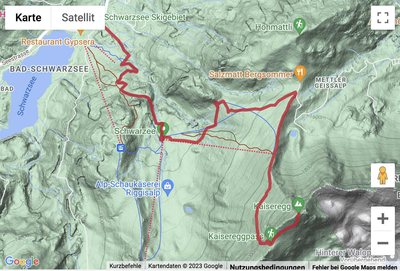 Übersichtskarte Gipfelwanderung auf die Kaiseregg