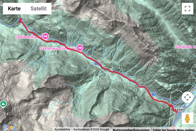 Routenskizze zur Talwanderung im Meiental