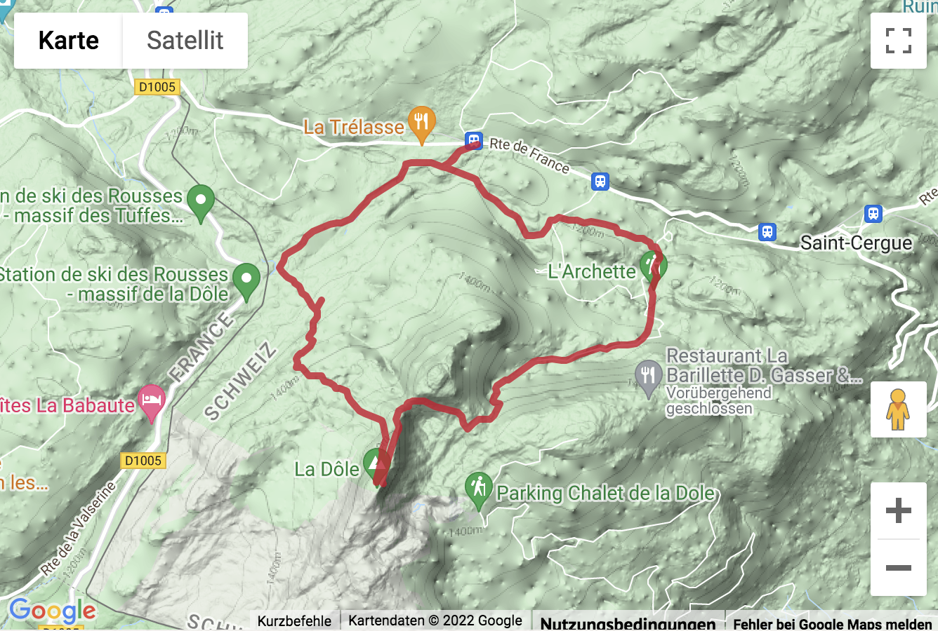Übersichtskarte Ronde du sommet de La Dôle