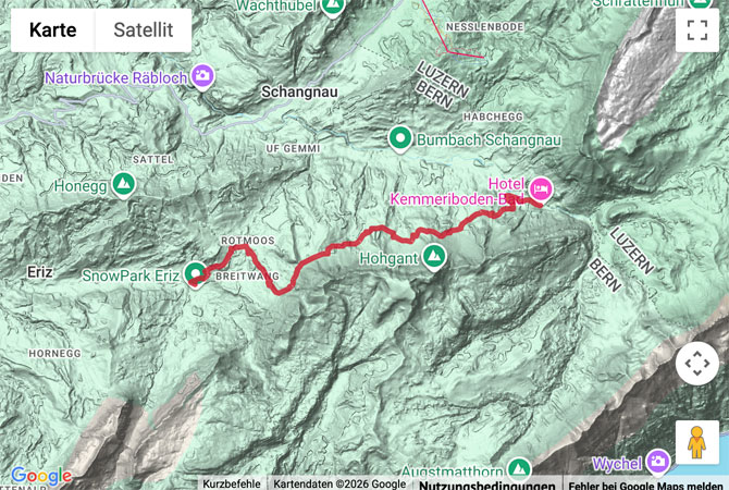 Routenskizze zur Bergwanderung vom Kemmeribodenbad nach Innereriz