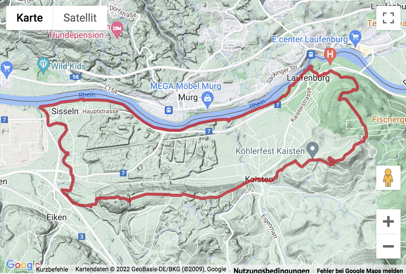 Übersichtskarte Wanderung Hochrhein Panoramaweg