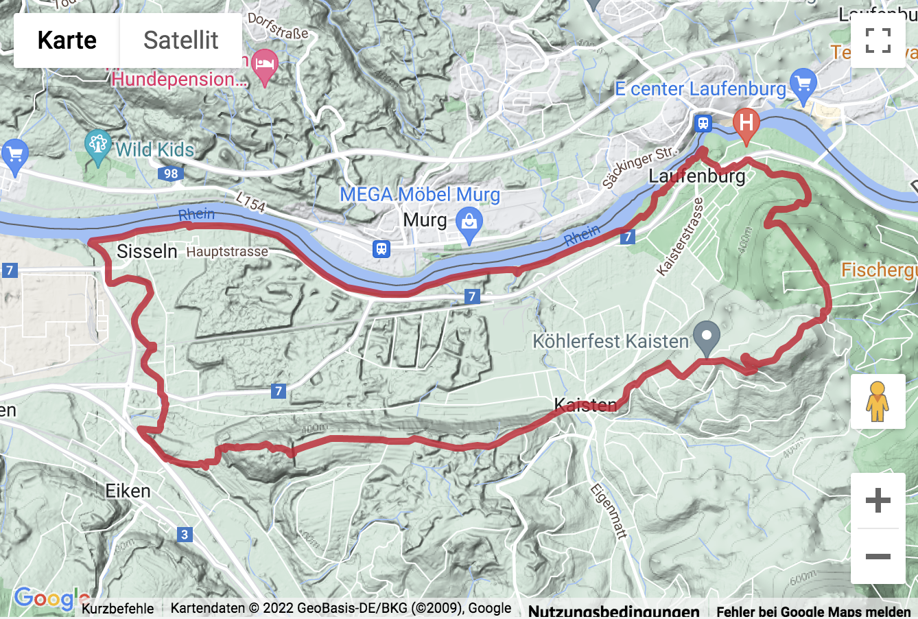 Carte de situation Wanderung Hochrhein Panoramaweg