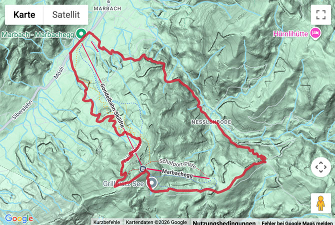 Routenskizze zur Rundwanderung von Marbach auf die Marbachegg