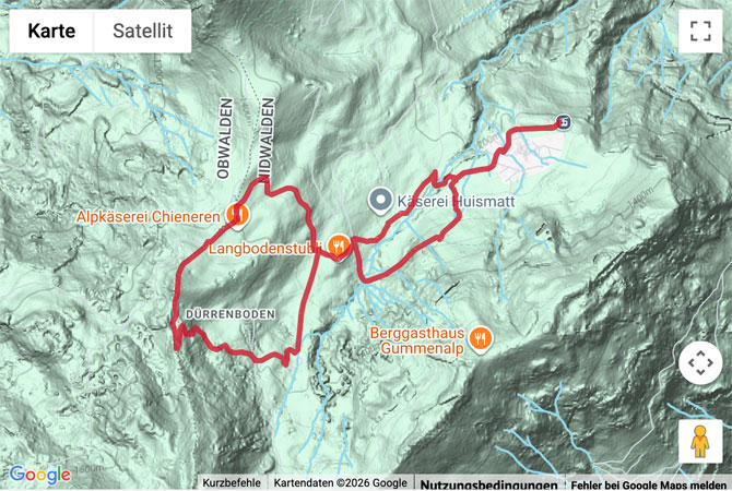 Routenskizze zur Schneeschuhtour Arvitrail in Wirzweli