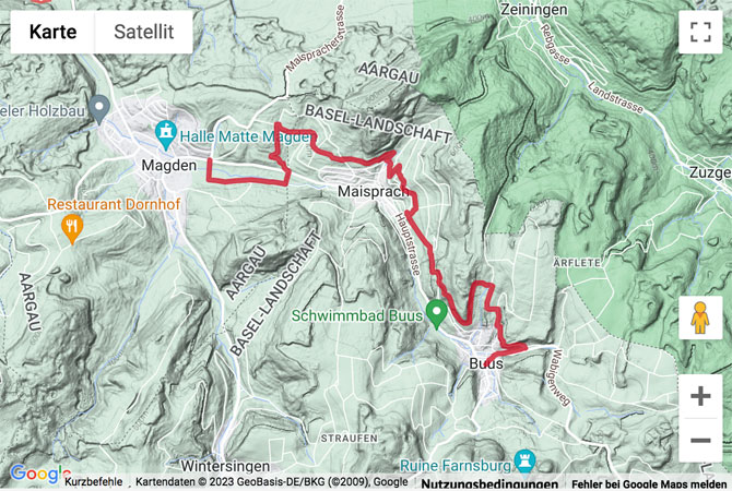 Carte de situation Wanderung von Buus nach Magden