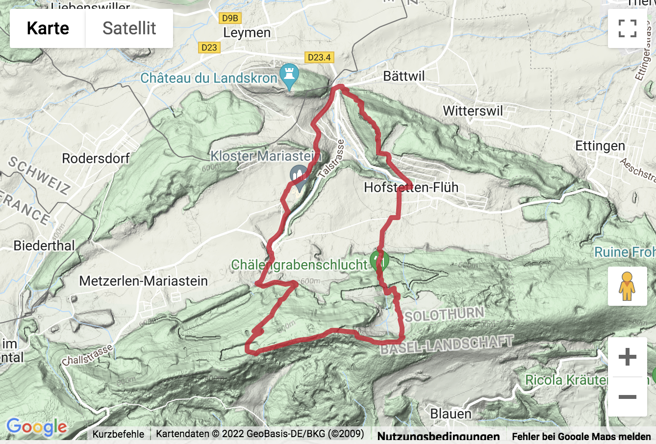 Carte de situation Randonnée de Flüh au col du Blauen
