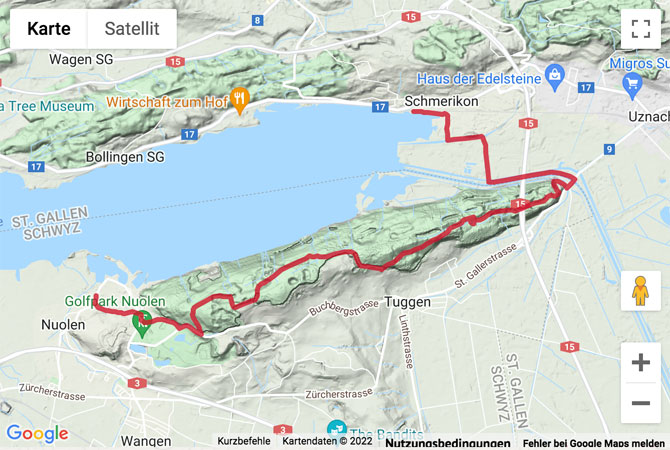 Übersichtskarte Wanderung über den Buechberg am Obersee