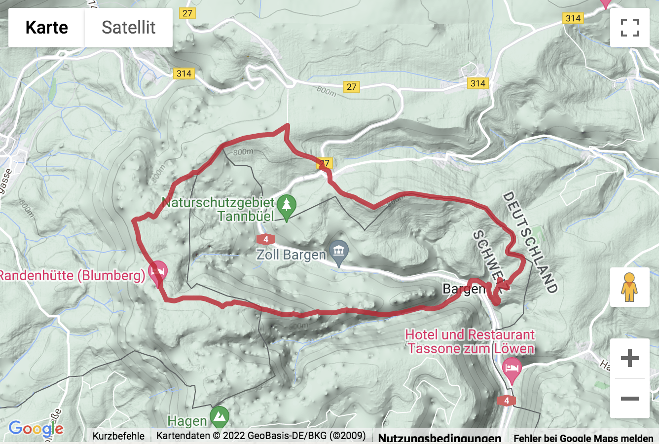 Übersichtskarte Wanderung zum nördlichsten Punkt der Schweiz