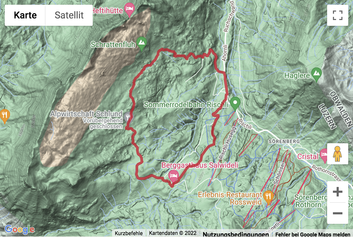 Übersichts-Routenkarte für die Ronde au pied de la Schrattenfluh