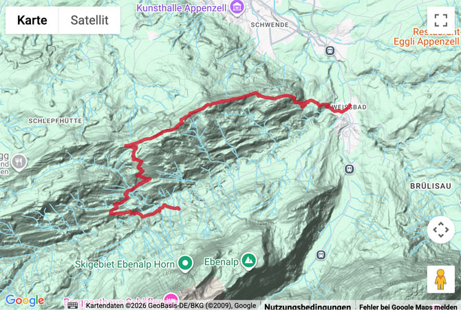 Routenskizze zur Wanderung über den Klosterspitz (Sonnenhalb)