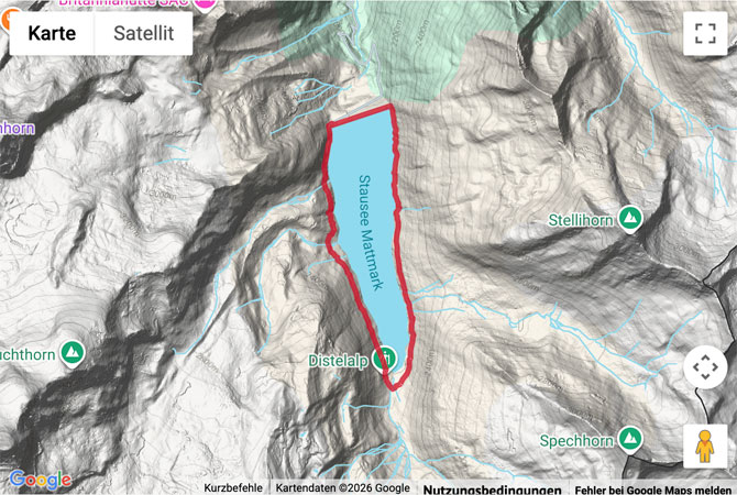 Routenskizze zur Rundwanderung am Mattmarkstausee