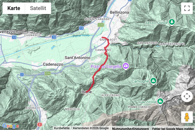 Routenskizze zur Wanderung über die Cima di dentro