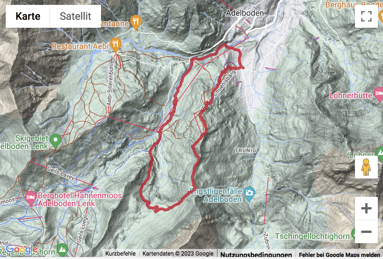 Übersichtskarte Bergwanderung von Adelboden über das Höchsthore