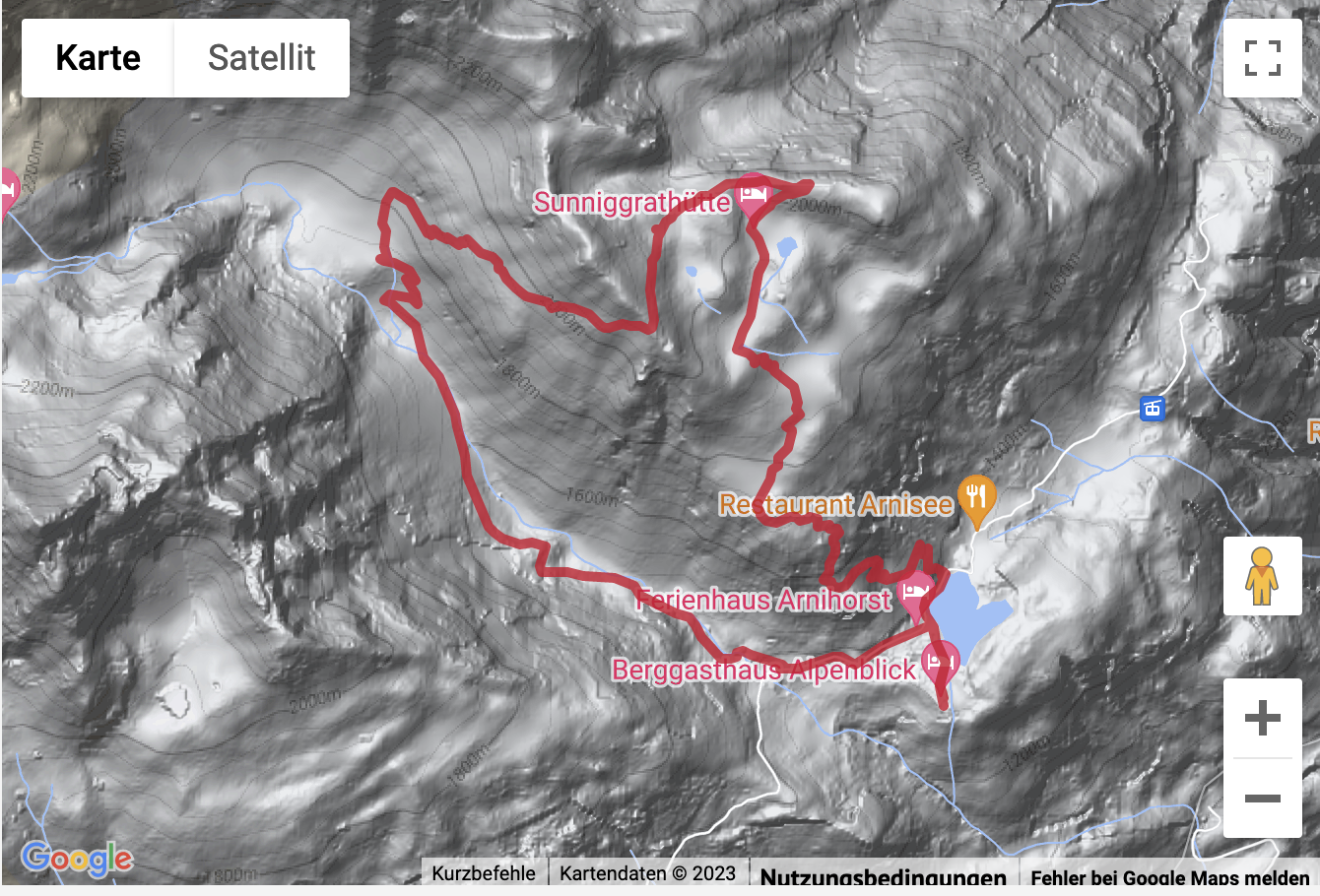 Übersichtskarte Bergwanderung vom Arnisee zum Sunniggrat