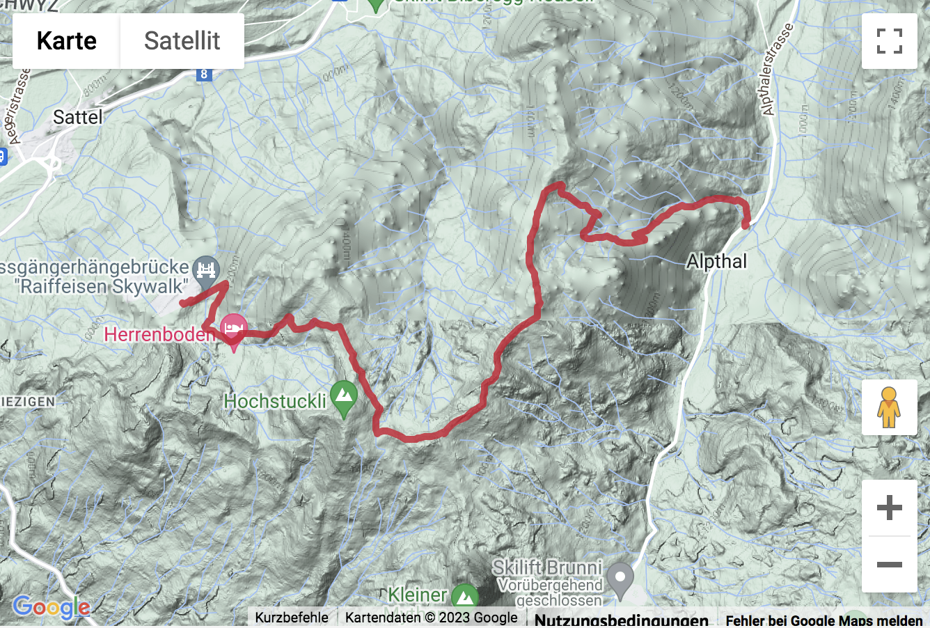 Übersichtskarte Gratwanderung vom Alpthal zum Mostelberg