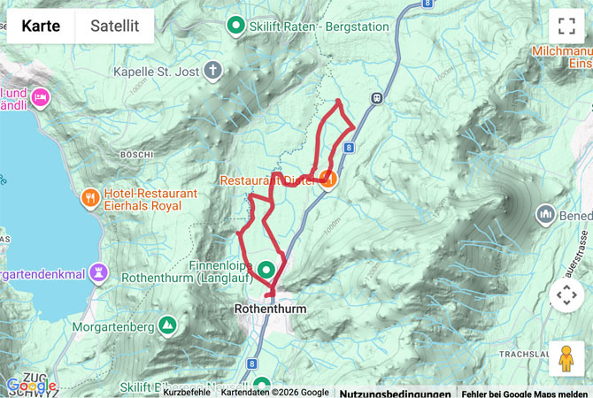 Routenskizze zur Rundwanderung im Rothenthurmer Moor
