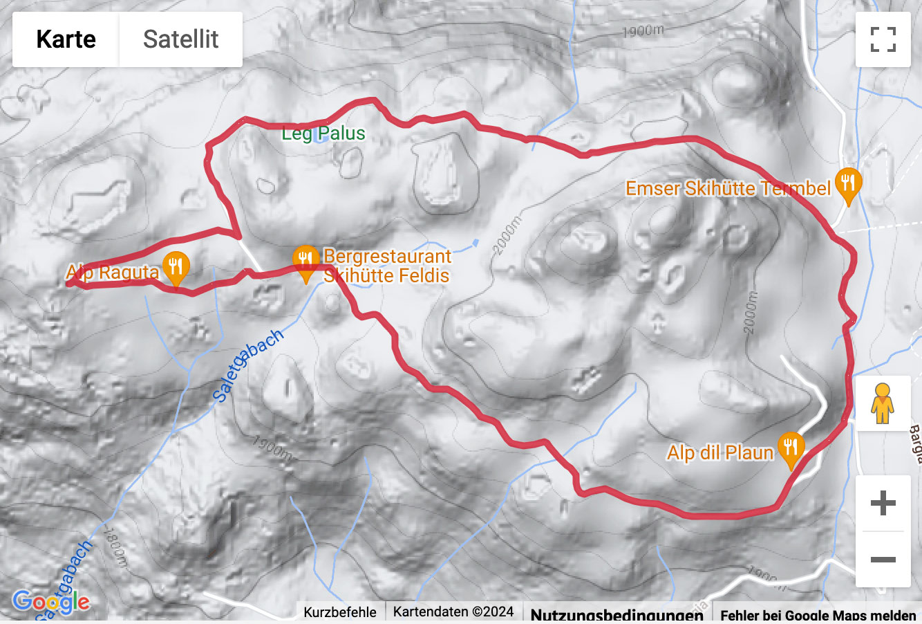 Übersichtskarte Winterwanderung Panorama-Rundweg Feldis