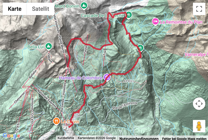 Routenskizze zur Bergwanderung in Crans-Montana