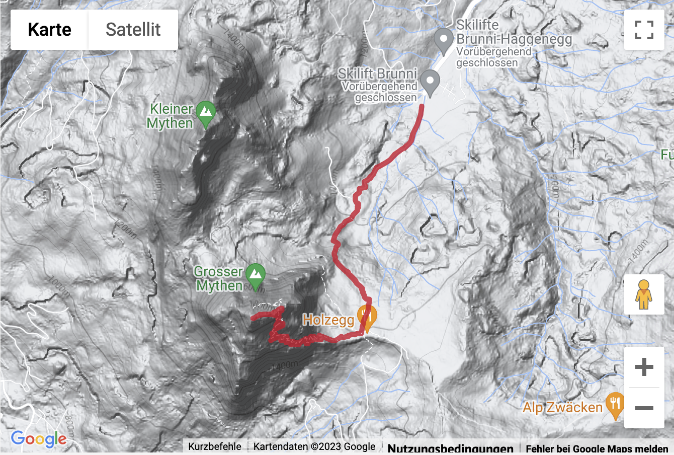 Google-Karte mit aufgezeichneter Route