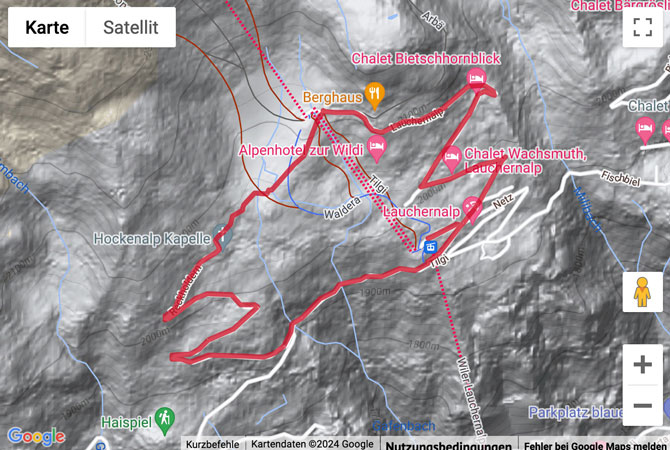 Carte de situation Winterwanderung auf der Lauchernalp