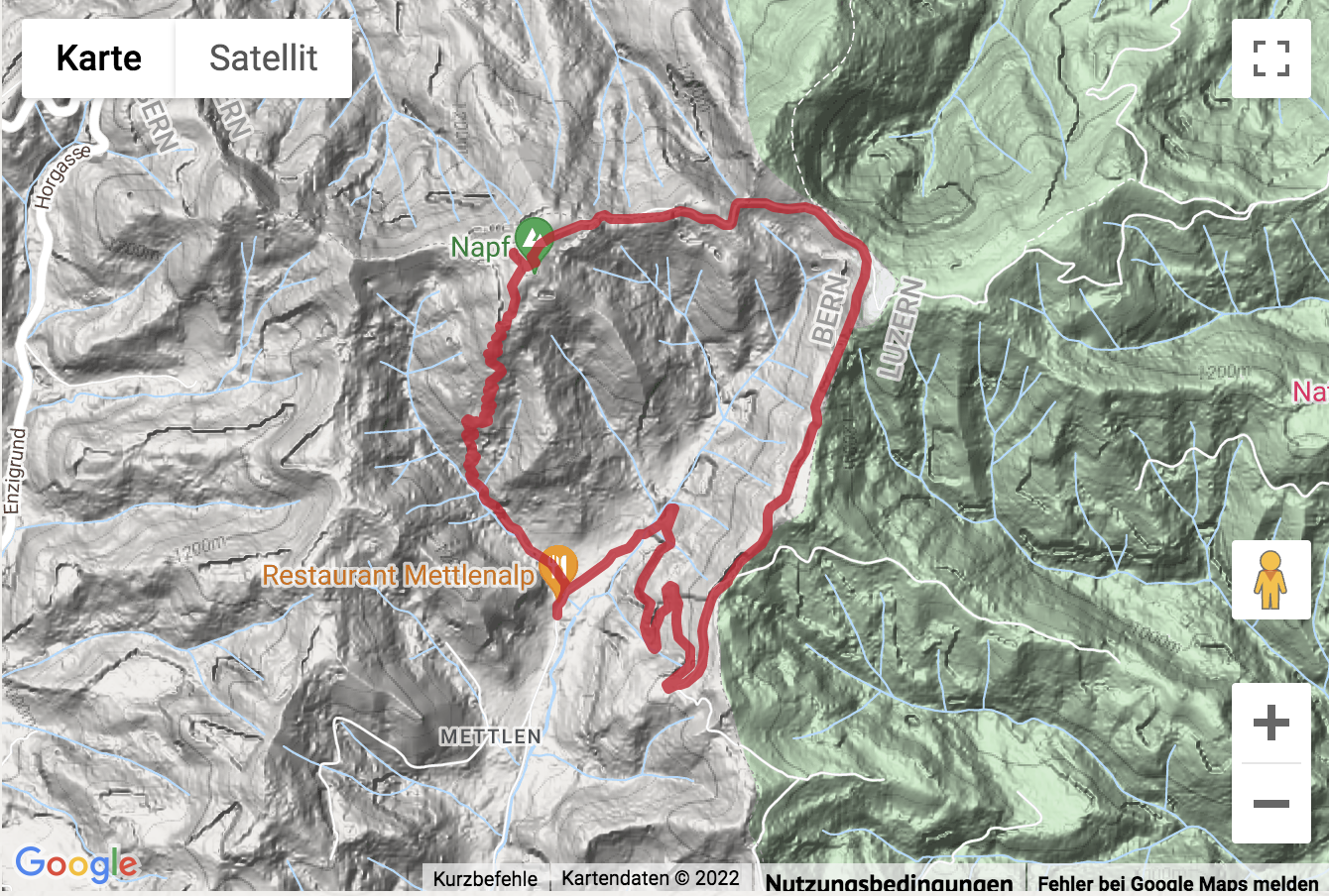 Übersichtskarte Rundwanderung von der Mettlenalp auf den Napf