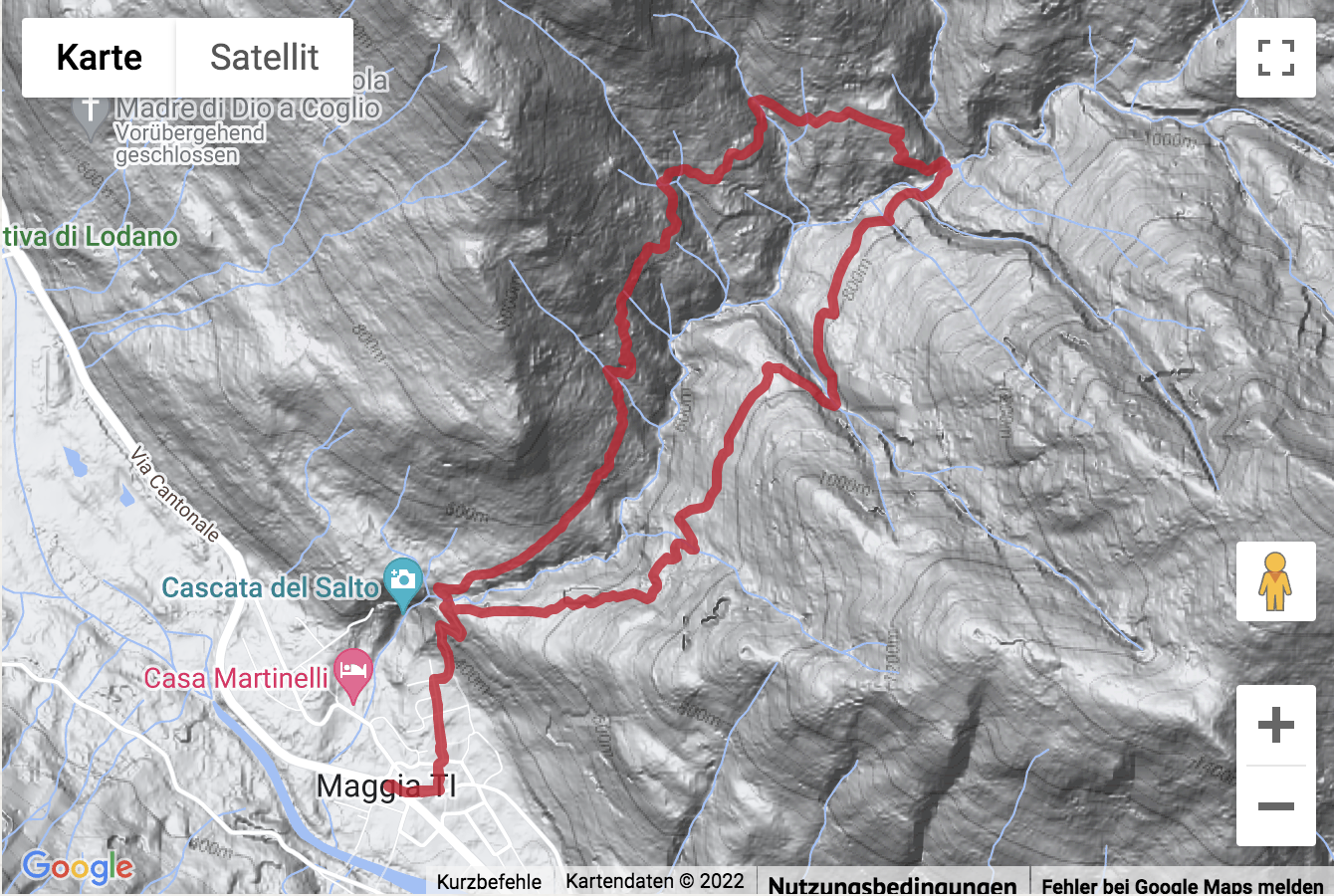 Carte Google avec l'itinéraire