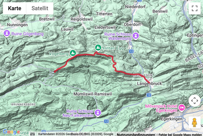 Routenskizze zur Höhenwanderung übers Chellenchöpfli zum Passwang