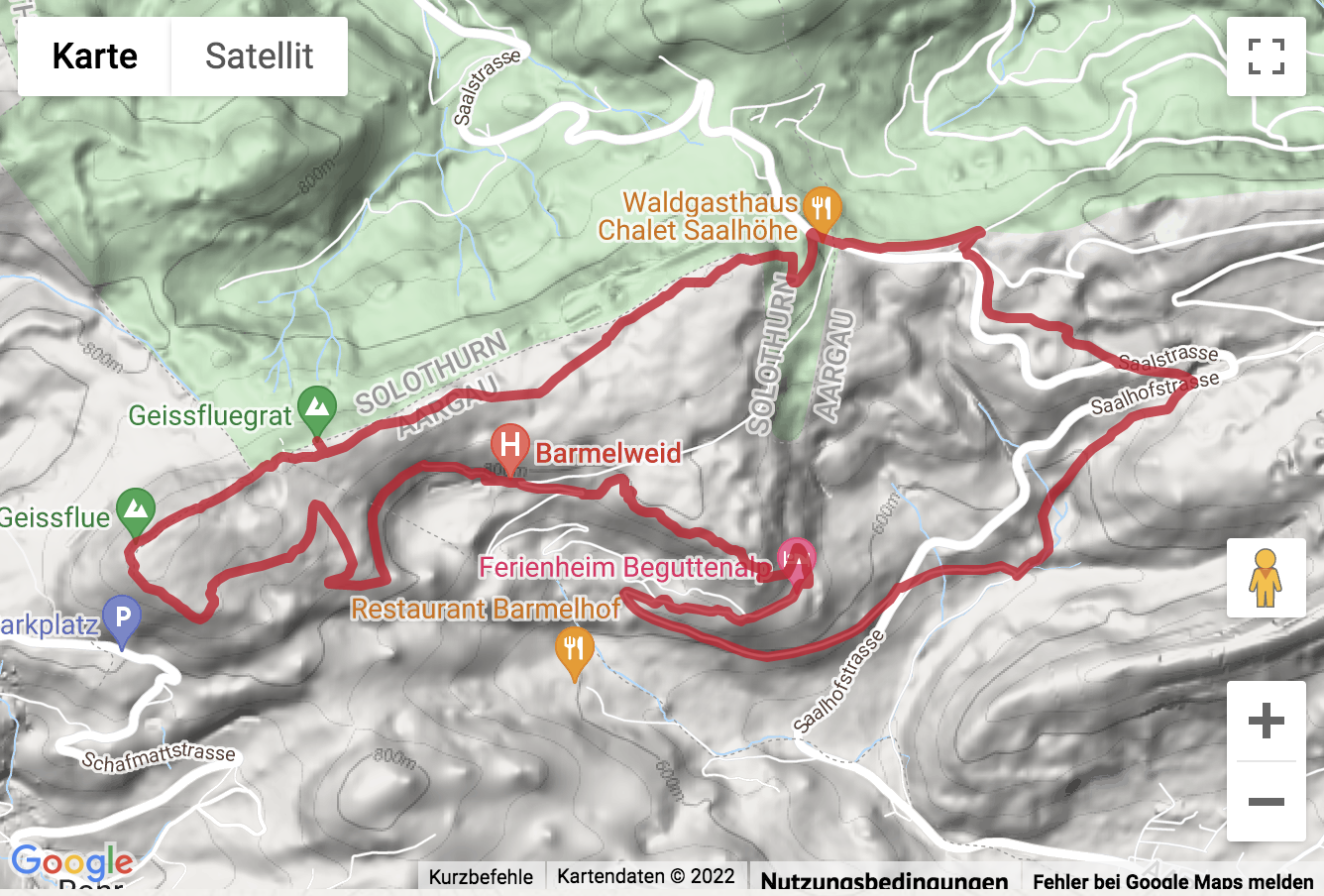 Übersichtskarte Rundwanderung zum höchsten Punkt im Kanton Aargau