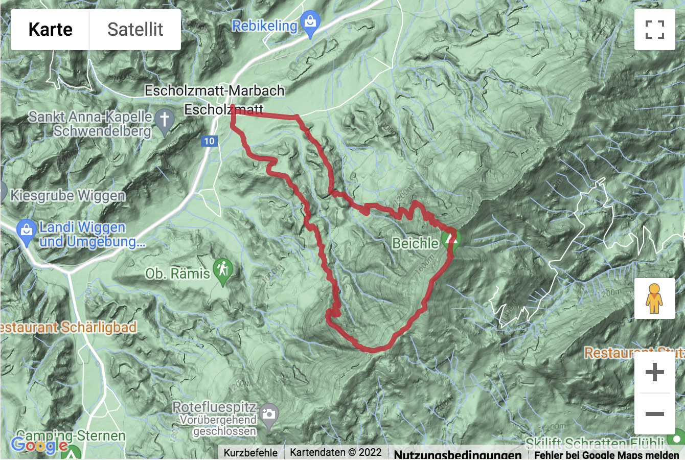 Übersichtskarte Bergwanderung auf die Beichle (1'769 m)