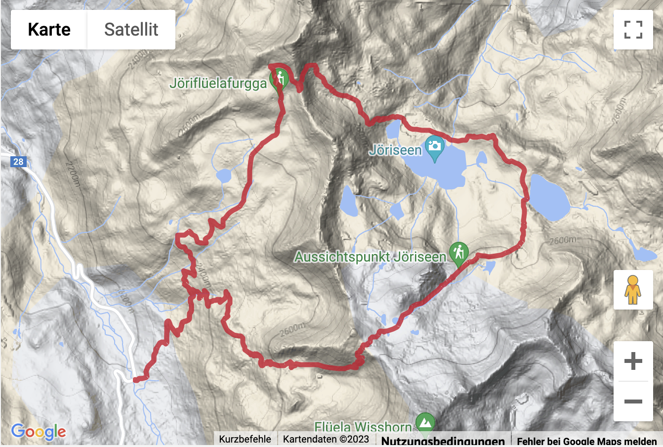 Übersichtskarte Bergwanderung zu den Jöriseen