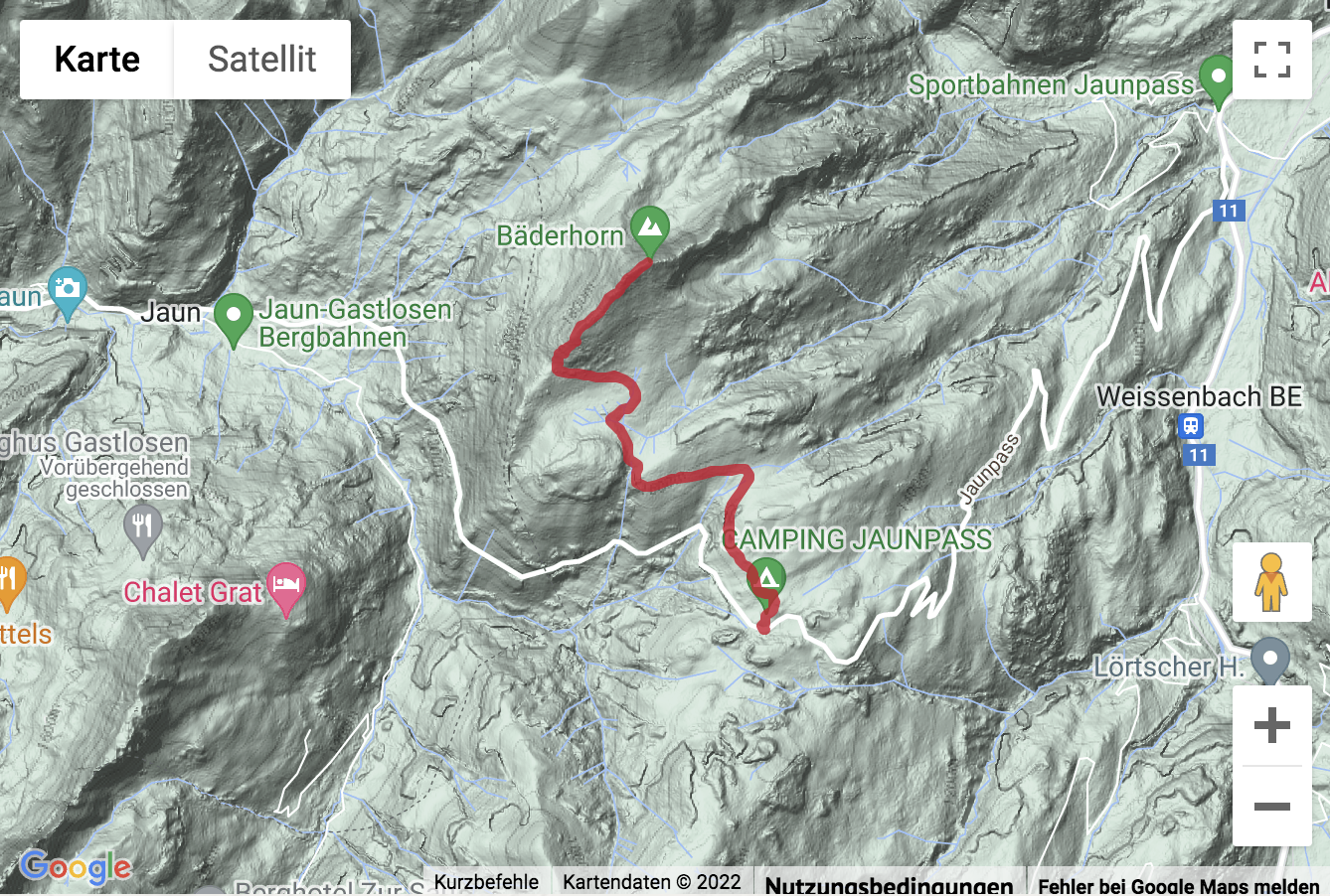 Carte Google avec l'itinéraire