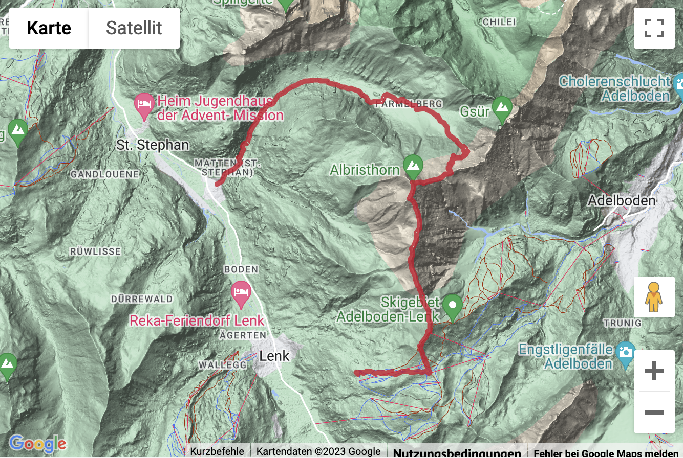 Übersichtskarte Gipfeltour (T4) übers Albristhore