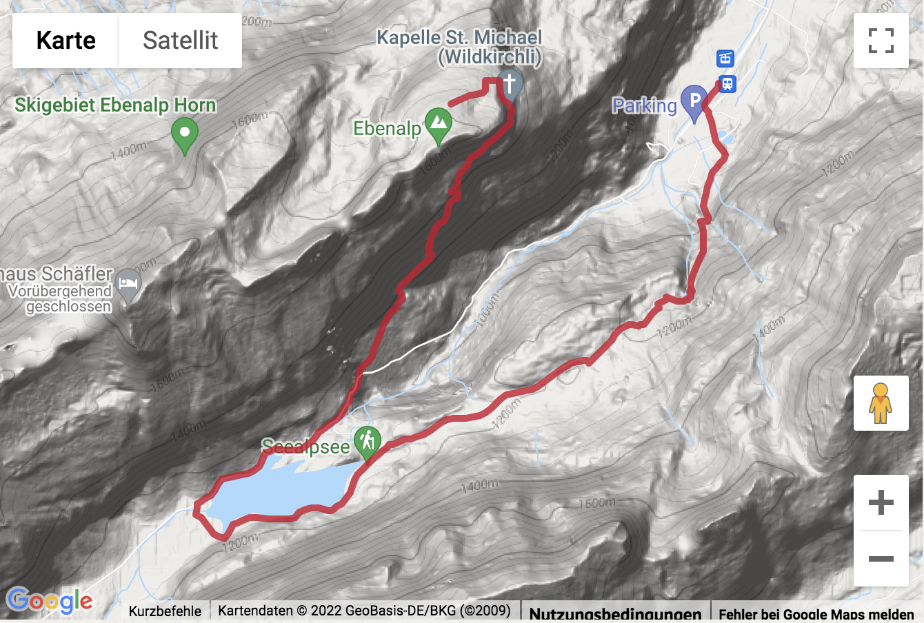 Carte de situation Bergwanderung hinauf zur Ebenalp