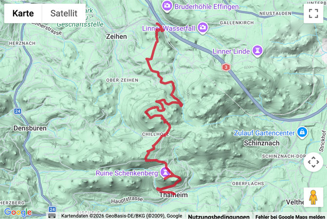 Routenskizze zur Wanderung zur Burgruine Schenkenberg