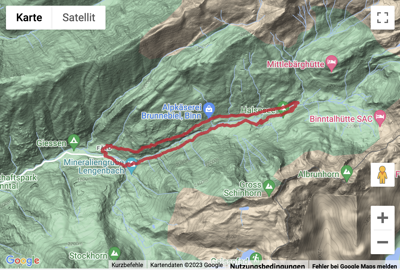 Carte Google avec l'itinéraire