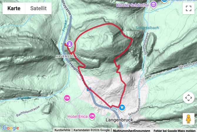 Routenskizze zur Wanderung von Langenbruck über den Chräieggweg
