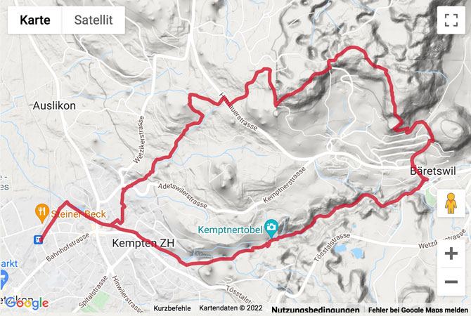 Übersichtskarte Wanderung durchs Kemptnertobel zum Rosinli