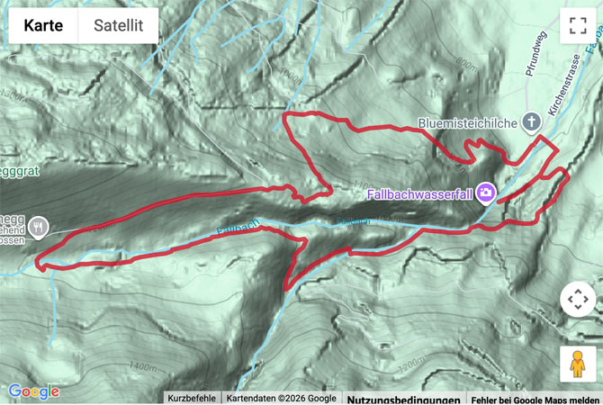 Routenskizze zur Rundwanderung von der Kirche Blumenstein zum Langenegg
