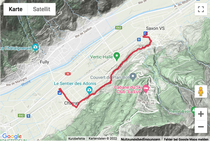 Carte de situation Wanderung auf dem «Sentier des Adonis»