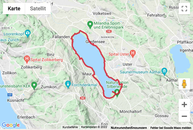 Übersichtskarte Wanderung rund um den Greifensee