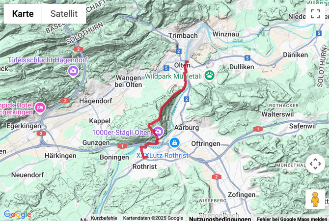 Übersichtskarte Wanderung über das «1000er-Stägli» auf den Born