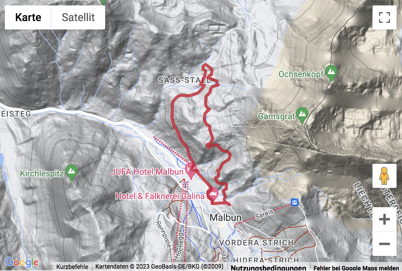 Carte Google avec l'itinéraire