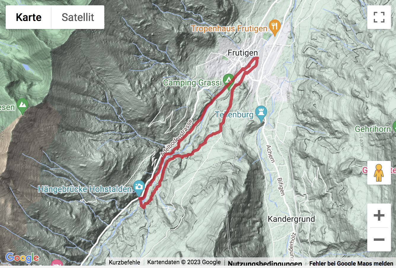 Carte de situation Rundwanderung von Frutigen zur Hängebrücke Hostalden