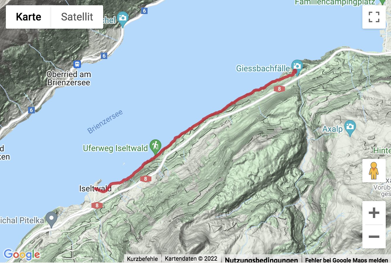 Carte de situation Uferwanderung von Iseltwald zu den Giessbachfällen